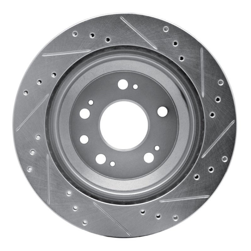 Acura RL Brake Rotor (1) - Rear Left - R1 Concepts - Drilled & Slotted - Silver - `05-`12